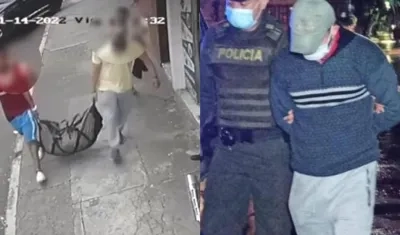 Imagen de la maleta con la mujer y del homicida.