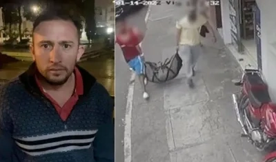 Edwin Yesid Medina Ardila quedó grabado en una cámara de seguridad sacando el cuerpo de la mujer en una maleta. 
