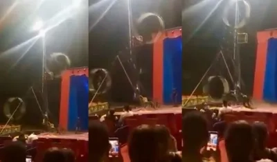 Momento en que ocurrió el accidente en el circo. 