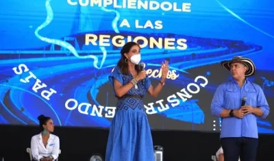 La Ministra Ángela María Orozco y el Presidente Iván Duque en la más reciente visita al Atlántico.