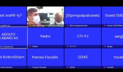 Aspecto de la audiencia virtual contra Libardo Gutiérrez. 