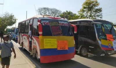 Protesta de buseteros en jornadas anteriores. 