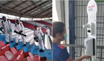 Proceso de sanitización del estadio Metropolitano. 