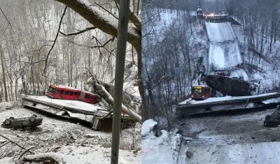 Así quedó el puente en Pittsburg.