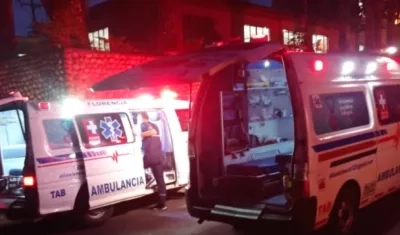 Ambulancias que trasladaron a los heridos.