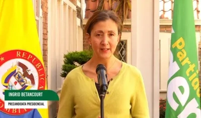 La candidata presidencial Ingrid Betancourt 