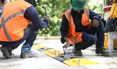 Instalación de los resaltos.