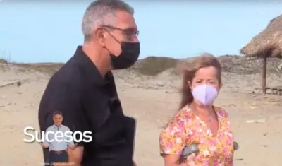 El periodista Jorge Cura con la Gobernadora Elsa Noguera.