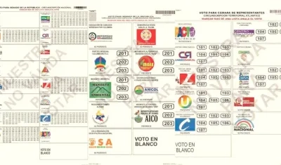 Diseño de tarjetones de Senado Nacional, Indígenas y Cámara Atlántico.