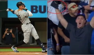 Corey Youmans tras capturar de aire el batazo 62. 