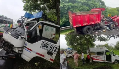 Tres de los cuatro vehículos implicados en el accidente. 