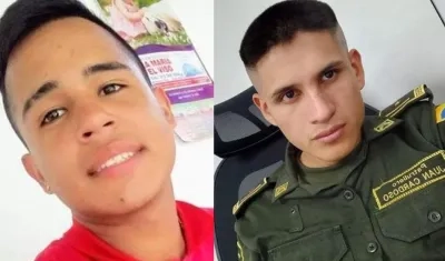 Alejandro Álvarez Perdomo (víctima) y el patrullero Juan Sebastián Cardozo.