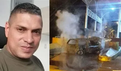 El intendente de la Policía, Carlos Rafael Arizal Mataute, murió calcinado dentro de su vehículo. 