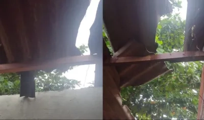 Viviendas destechadas en el barrio La Esmeralda, en el suroccidente de Barranquilla. 