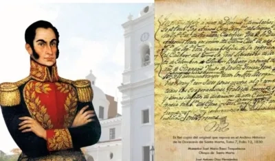 El acta de defunción del libertador Simón Bolívar hallada 190 años después. 