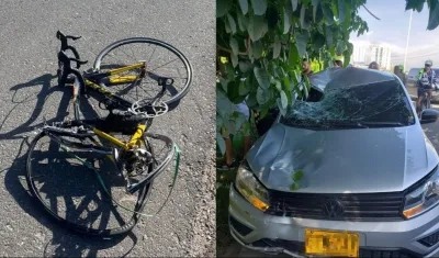 Vehículo que embistió y mató al ciclista en la Vía al Mar. 