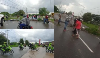 Momentos del bloqueo de la vía. 