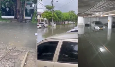 Por la acumulación de agua en la calle, la misma inundó el parqueadero. 
