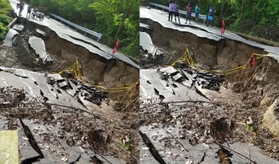 La vía Guaimaral - Paluato destruida.