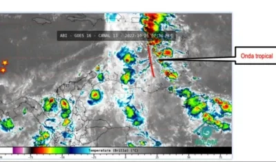 Aspecto de la nueva onda tropical en el Mar Caribe. 