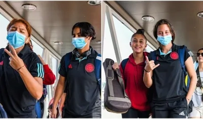 Jugadoras de Colombia a su arribo. 