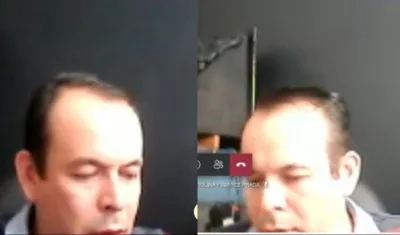 Teniente coronel Fredy Leonardo Patiño durante la audiencia virtual. 