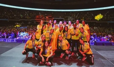 Jugadoras colombianas en el Movistar Arena. 