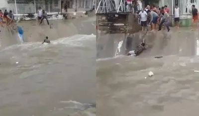 Hombre fue rescatado por la comunidad. 
