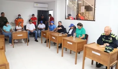 La Gobernadora Elsa Noguera presidiendo el PMU en Piojó.