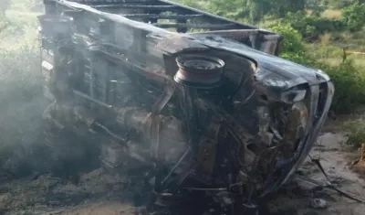 Así quedó el furgón.