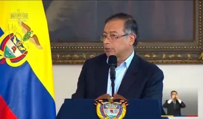 El Presidente Gustavo Petro cuando entregaba el balance de sus primeros 100 días de gobierno.