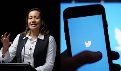 Carolina Corcho y el logo de Twitter.