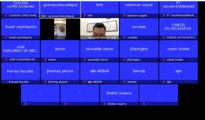 Aspecto de la audiencia virtual desarrollada en la tarde de este viernes. 