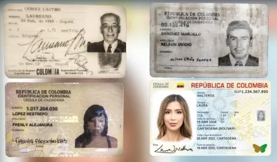 Los 4 formatos que se han utilizado en la historia de la cédula colombiana.