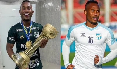 Celebrando el título con el Deportivo Cali y vistiendo la camiseta de Atlético Tucumán.