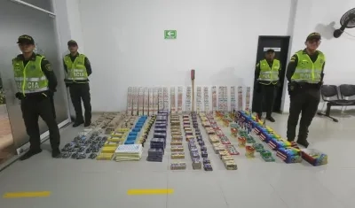 Pólvora incautada por la Policía.