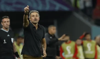 Luis Enrique durante el partido de cuartos de final contra Marruecos.