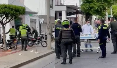 La Policía en el lugar donde ocurrió el intercambio de disparos. 