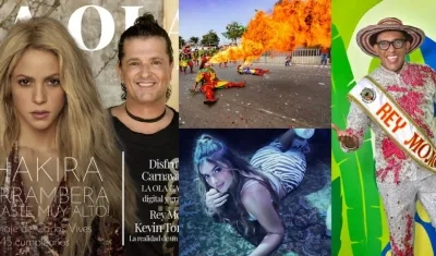 Shakira y Carlos Vives en la caratula de La Ola Caribe y temas como el Carnaval, la cantante Shadia Maraby y el Rey Momo. 