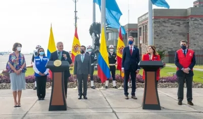 El Presidente Iván Duque en la donación de vacunas de España.