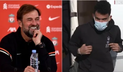  Jürgen Klopp y Luis Díaz. 