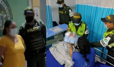 La mujer capturada a la izquierda. Uniformados entregaron el bebé a su madre.