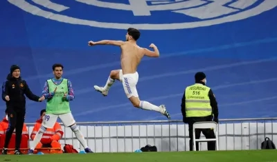 Marco Asensio celebra el gol del triunfo. 