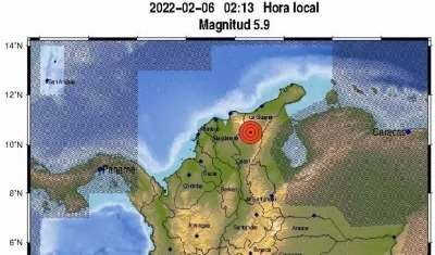 Mapa del epicentro del sismo que se sintió en Santa Marta.