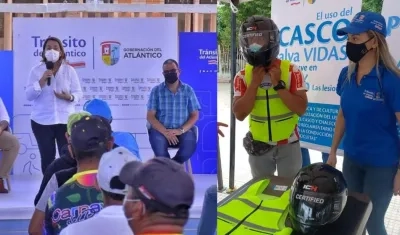 El Tránsito departamental entregó cascos para la protección de los motociclistas participantes.