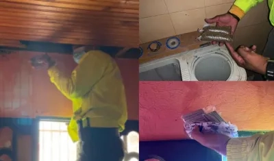 Momento en que hallaron la droga en la vivienda. 