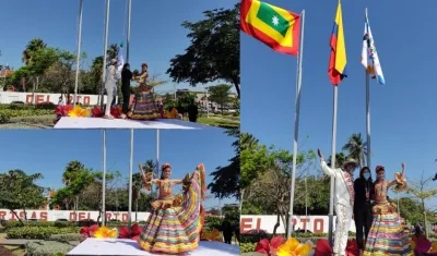 Imágenes de la izada de bandera.