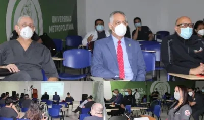 Juan José Acosta Ossío, rector de la Universidad Metropolitana y los médicos Rafael Roca y Rafael Pérez.