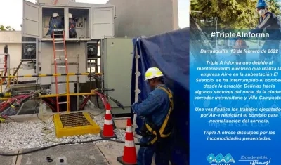 Trabajos eléctricos en subestaciones afectan también el servicio de agua en Barranquilla