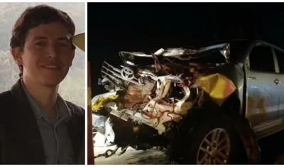 Aspecto del vehículo tras la tragedia, recuadro Enrique Vives.